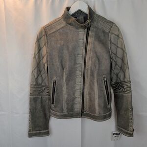 napoleon military leather jacket coat size S NEW diesel grunge indie sleaze 2010